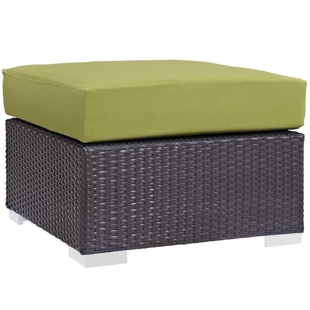 Convene Espresso Peridot Outdoor Patio Wicker Ottoman
