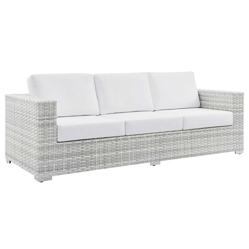 Light Gray Wicker and Rattan Outdoor Sectional Sofa