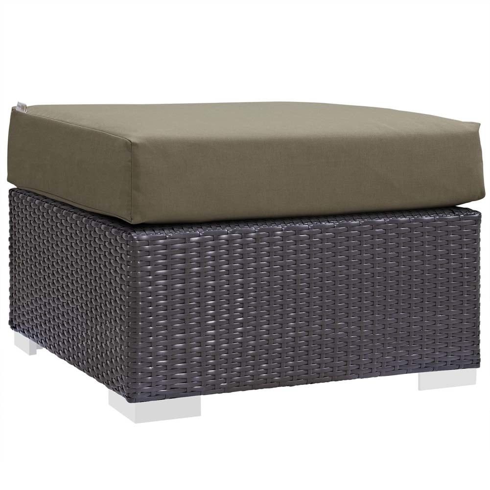 Taupe Minimalist Outdoor Aluminum and Fabric Ottoman