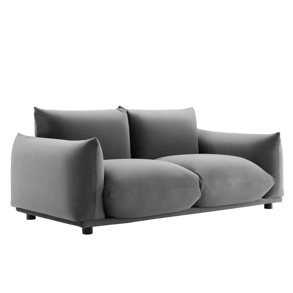 Cozy Gray Velvet 74" Loveseat with Solid Wood Frame