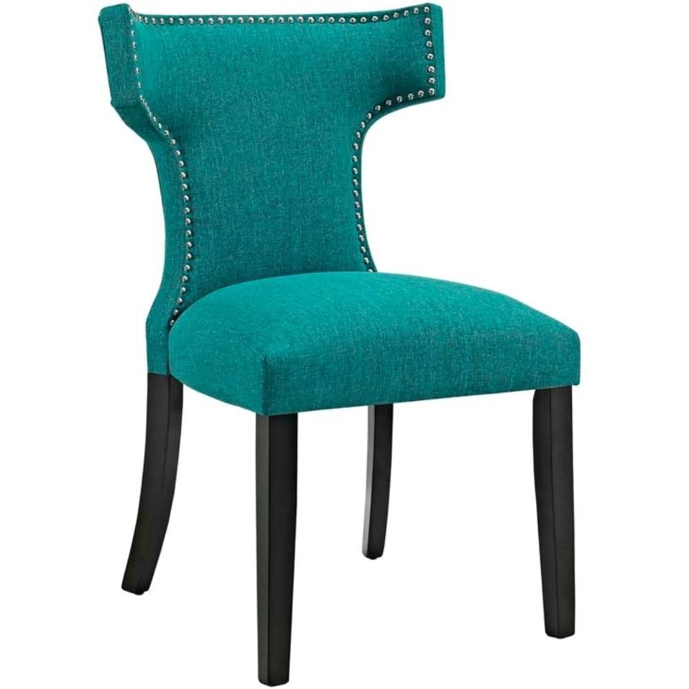 Teal Upholstered Parsons Side Chair with Nailhead Trim