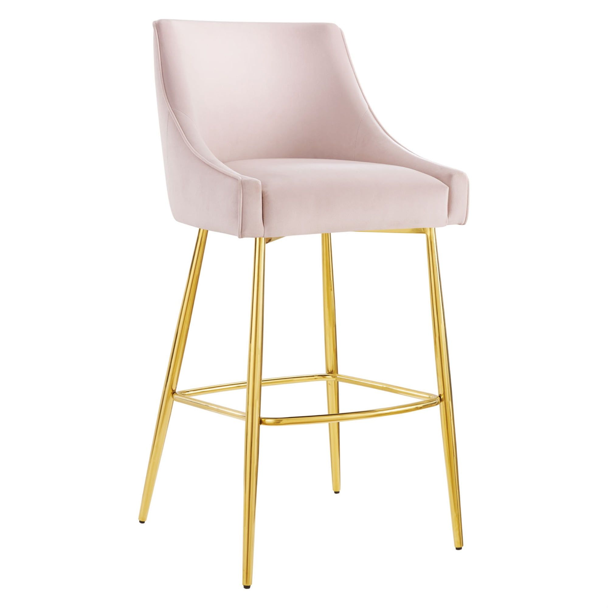 Elegant Pink Velvet 42" Bar Stool with Brushed Gold Legs