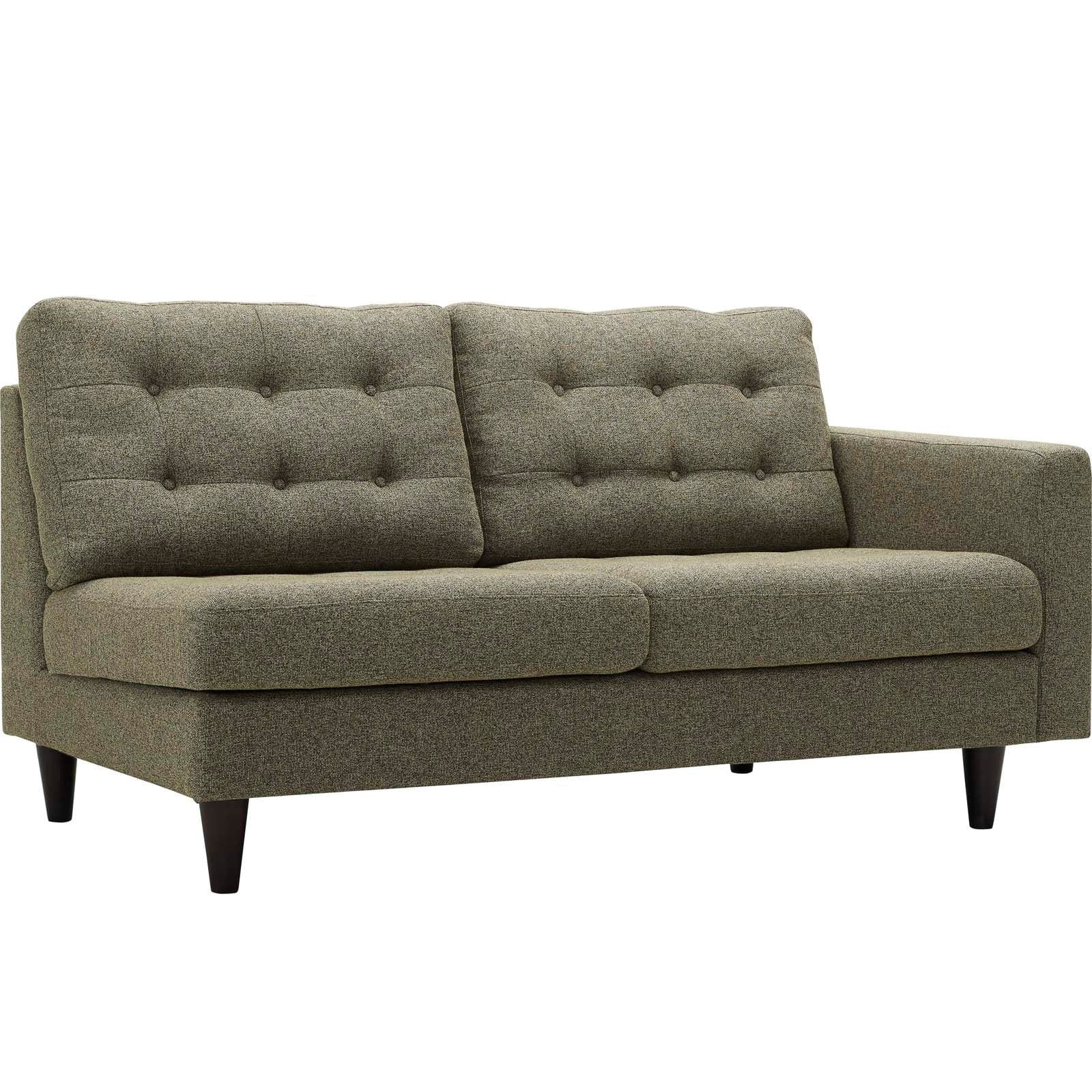 Oatmeal Tufted Fabric Loveseat with Solid Wood Legs