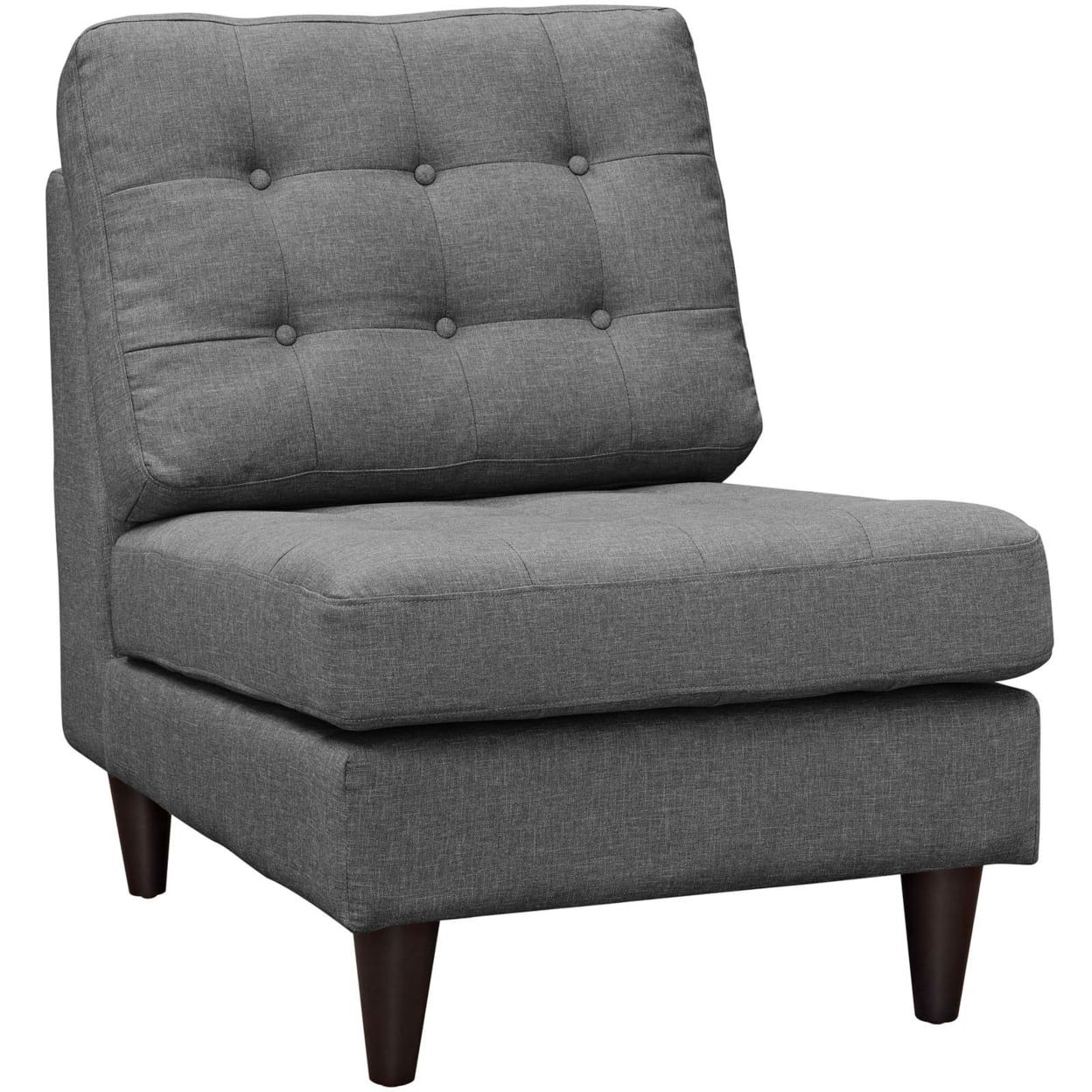 Empress Gray 26" Deeply Tufted Fabric Lounge Chair