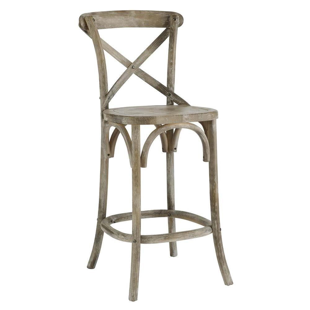 Farmhouse Charm Modern Gray Elm Wood Counter Stool