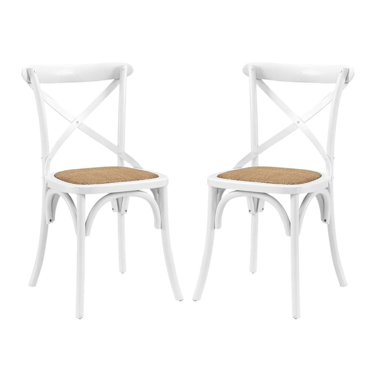 High Cross Back White Wood Side Chair