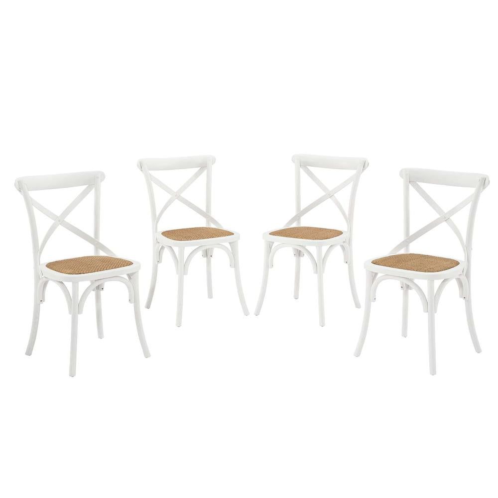 Country Charm White Elm Wood Cross Back Side Chair
