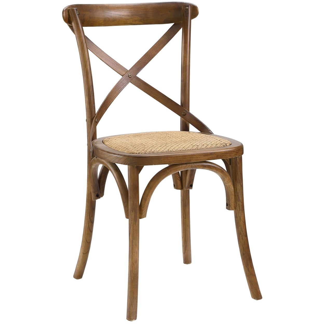 Walnut Cross Back Wooden Bistro Side Chair