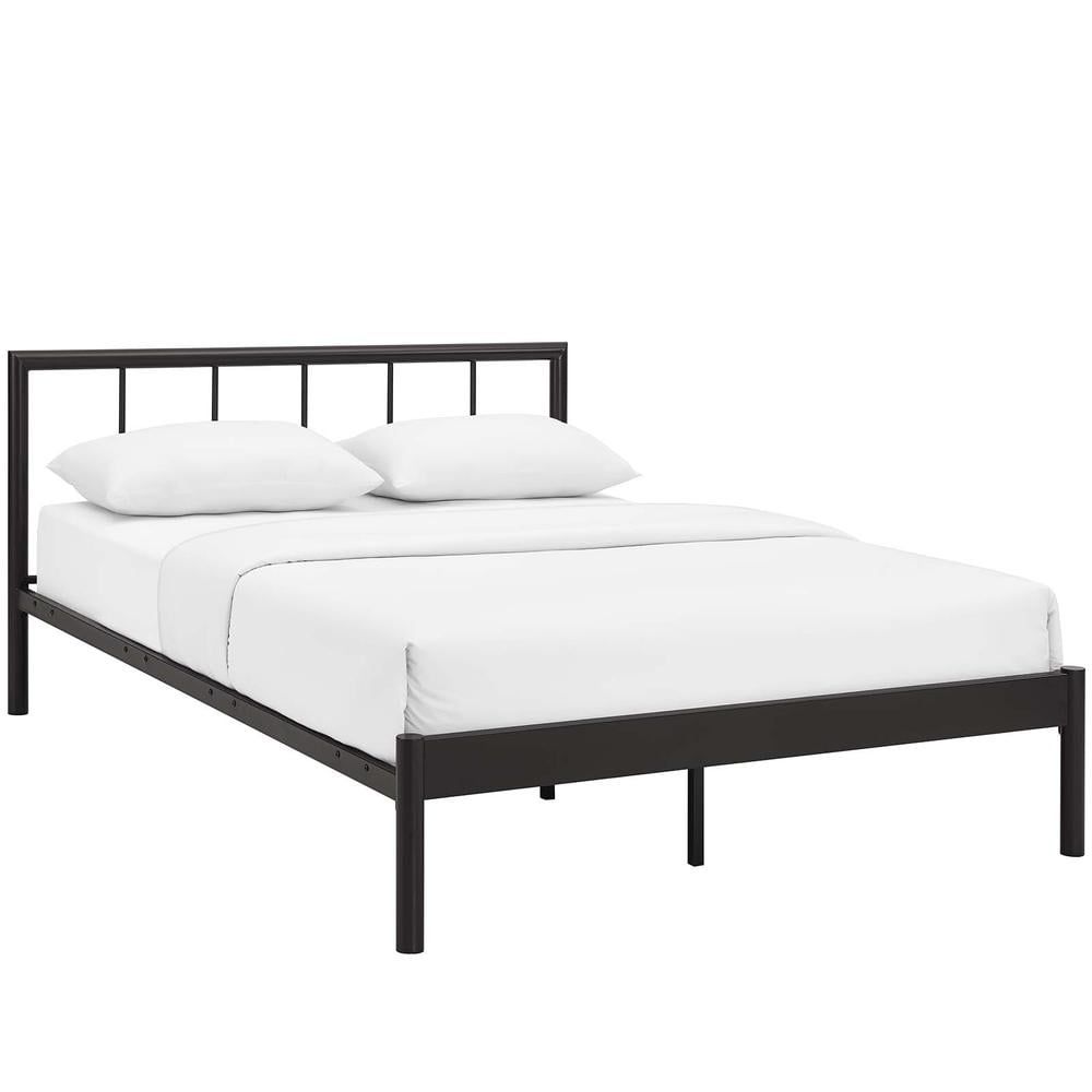 Gwen Brown Full Metal Platform Bed Frame with Headboard