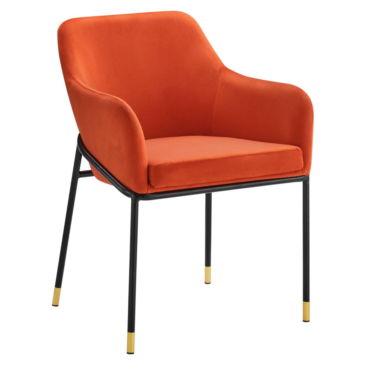 Jovi 23" Black and Orange Velvet Upholstered Arm Chair