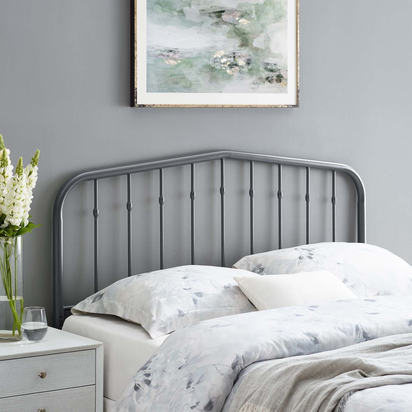 Gray Full Sized Modern Farmhouse Metal Headboard