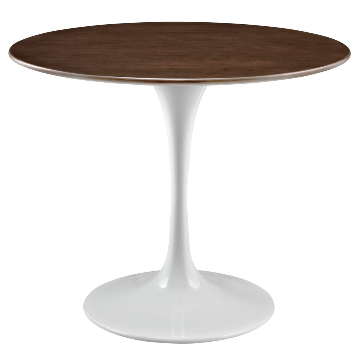 Mid-Century Modern Round Walnut and White Dining Table