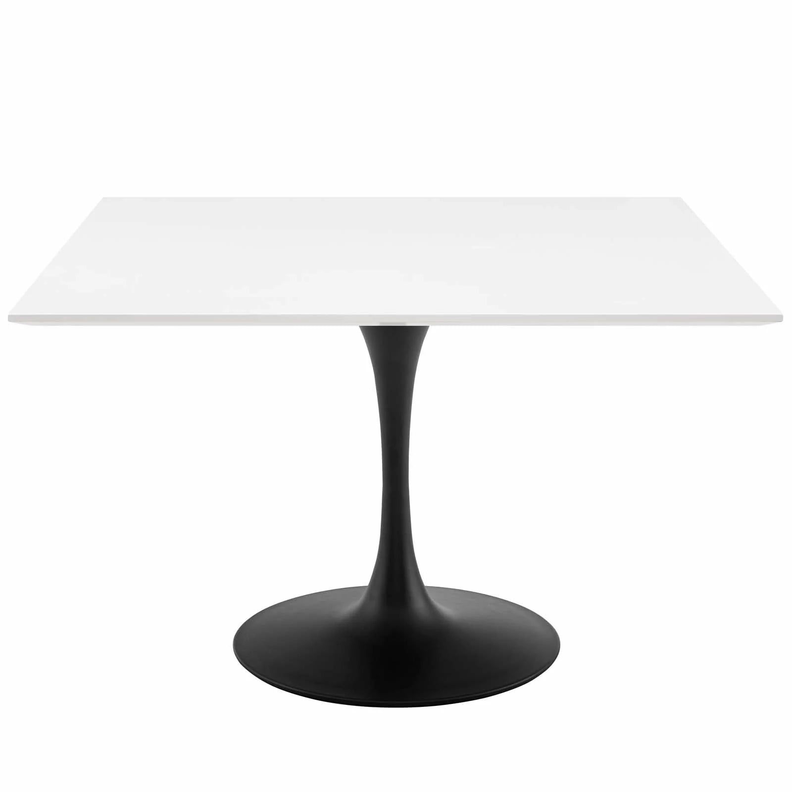 Lippa 47" White Wood Square Dining Table with Black Base