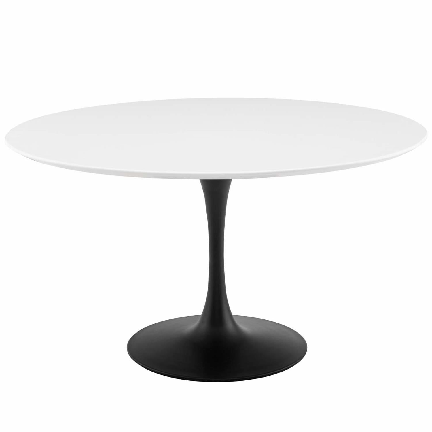 Mid-Century Modern 54" Round Wood Dining Table in Black & White