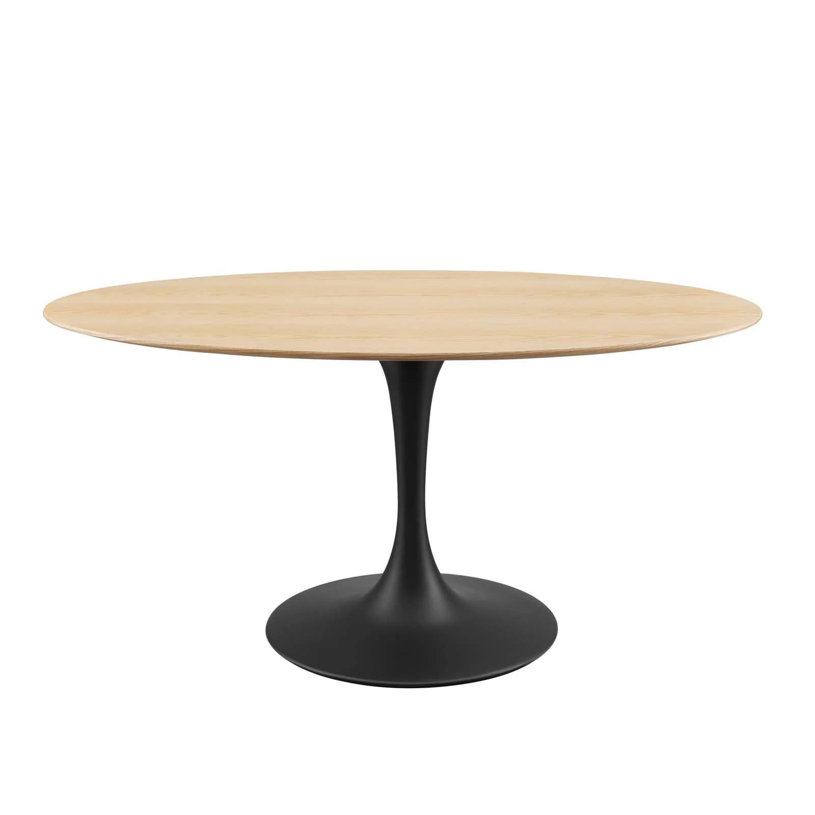 Lippa 60" Oval Natural Wood and Black Metal Dining Table