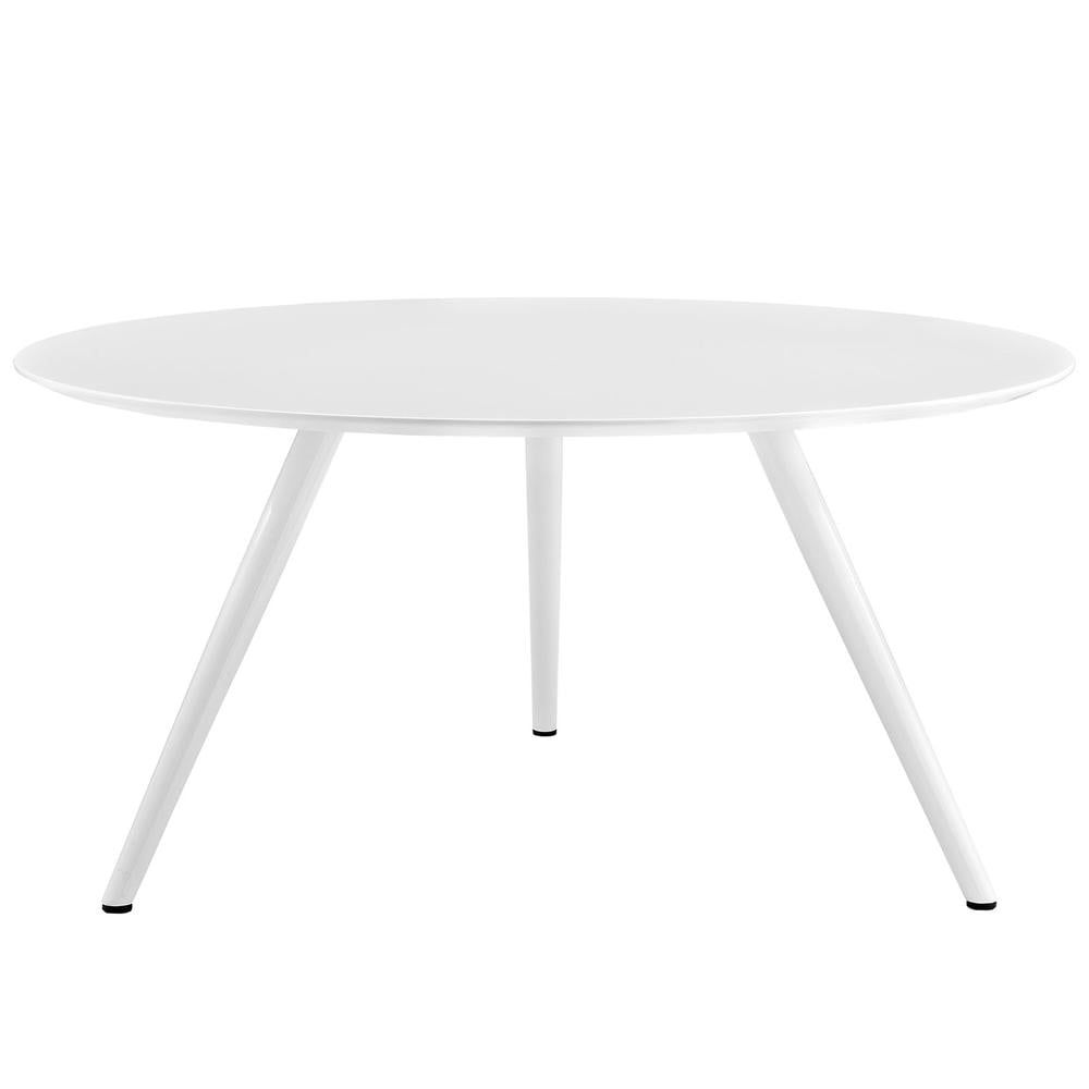 Mid-Century Modern 60" Round White Wood Dining Table