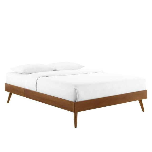 Margo Mid-Century Walnut Full Platform Bed with Headboard