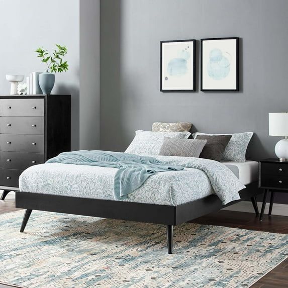 Margo Black Twin Wood Platform Bed Frame with Slats