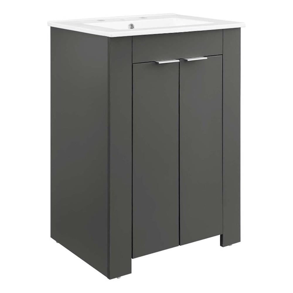 Maybelle 24" Gray White Melamine Bathroom Vanity with Ceramic Sink