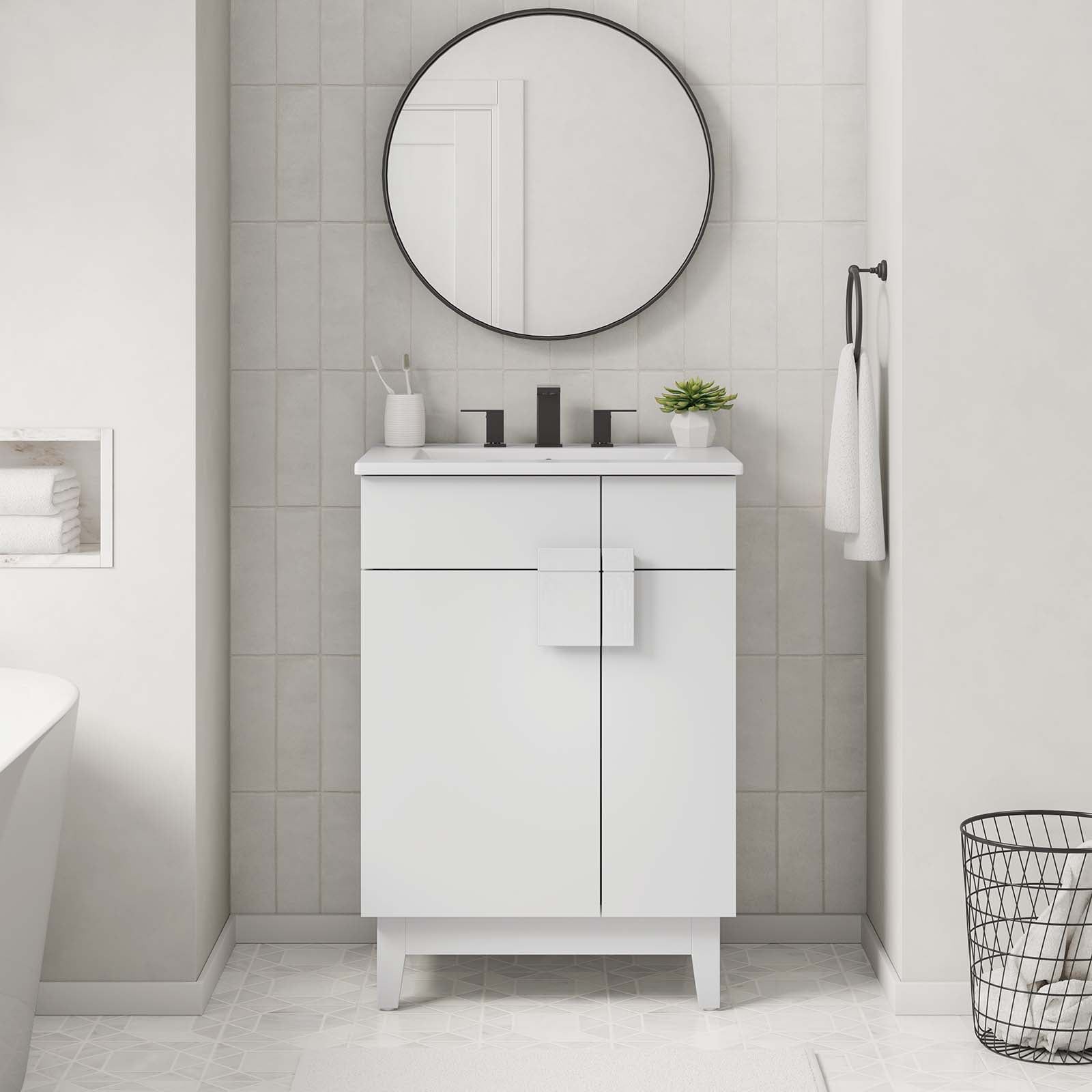 Miles White 24" Particleboard Bathroom Vanity Cabinet