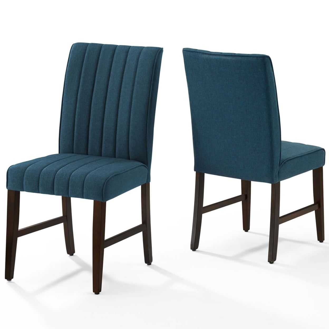 Blue Upholstered Parsons Side Chair with Wood Frame