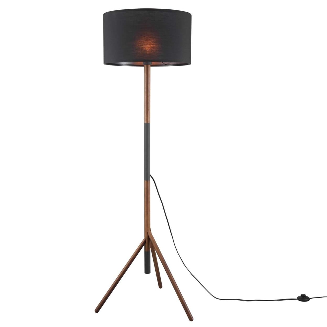 Natalie 61'' Black Walnut Tripod Floor Lamp with Oversized Drum Shade