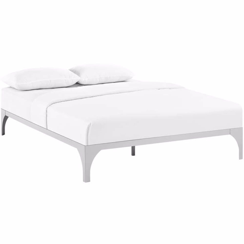 Ollie King Silver Metal Frame Bed with Slats