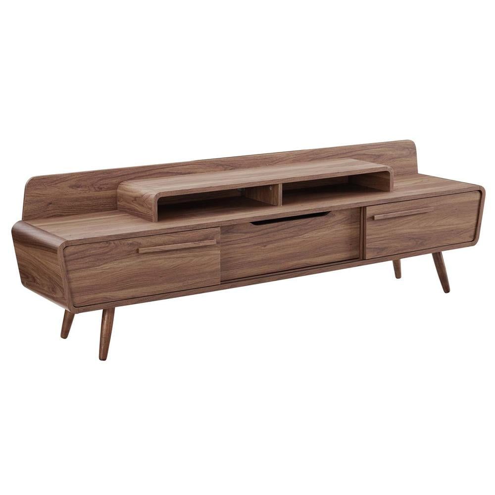 Omnistand 74" Walnut Laminate TV Stand with Cabinet