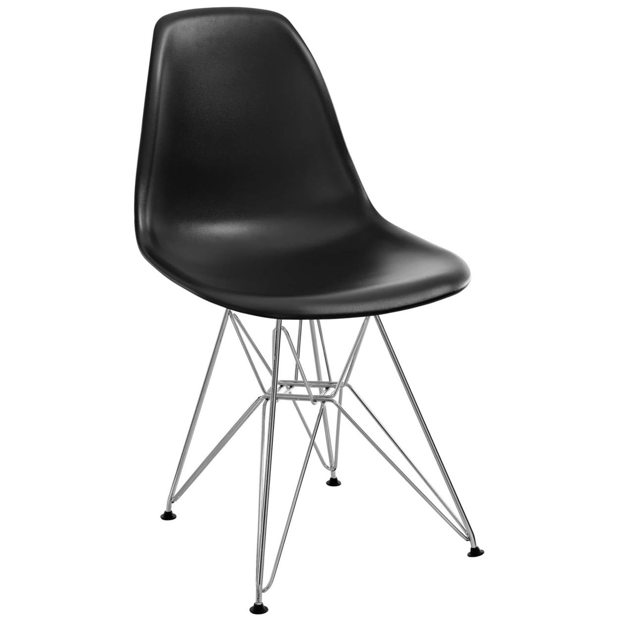 Black Molded Plastic and Steel Modern Dining Side Chair