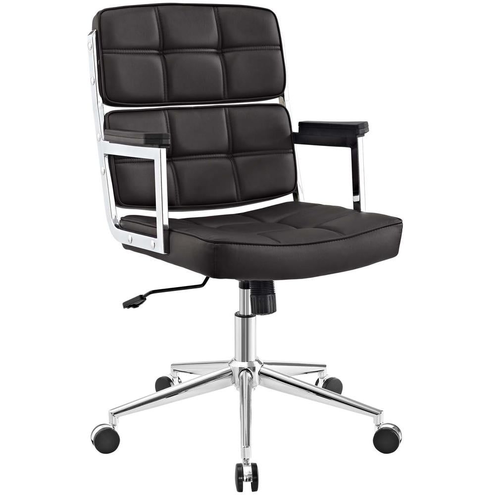 Elevate Highback Swivel Office Chair in Brown Vinyl and Metal