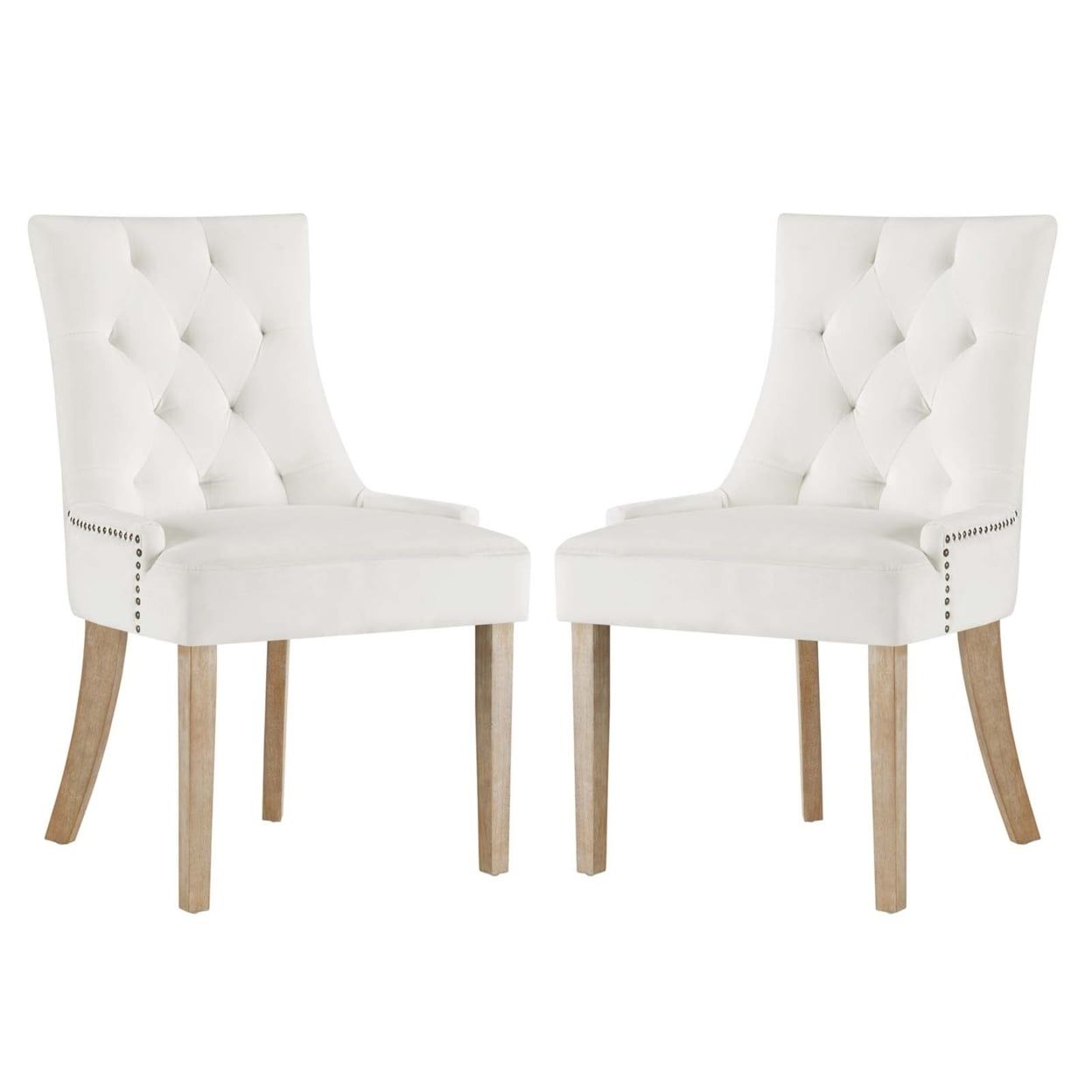 Charm Farmhouse Ivory Velvet Upholstered Dining Chair Set