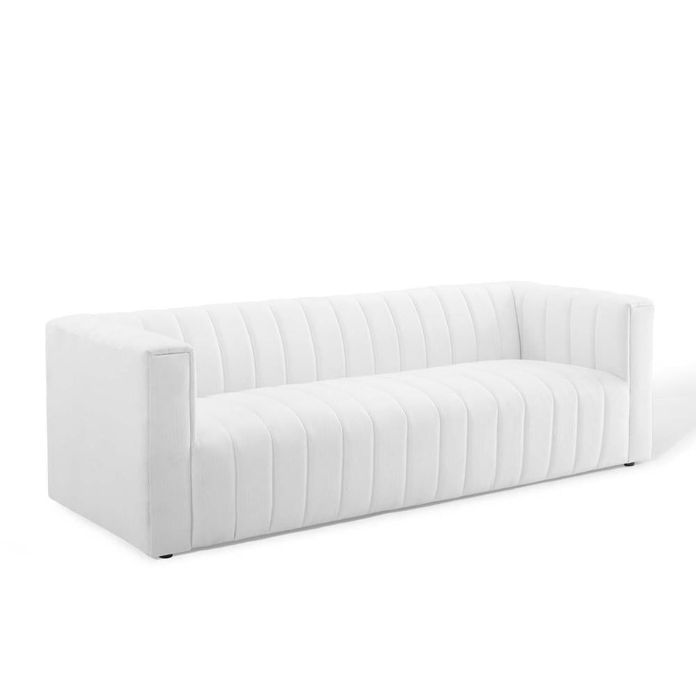 Reflection White Tufted Upholstered Fabric Sofa