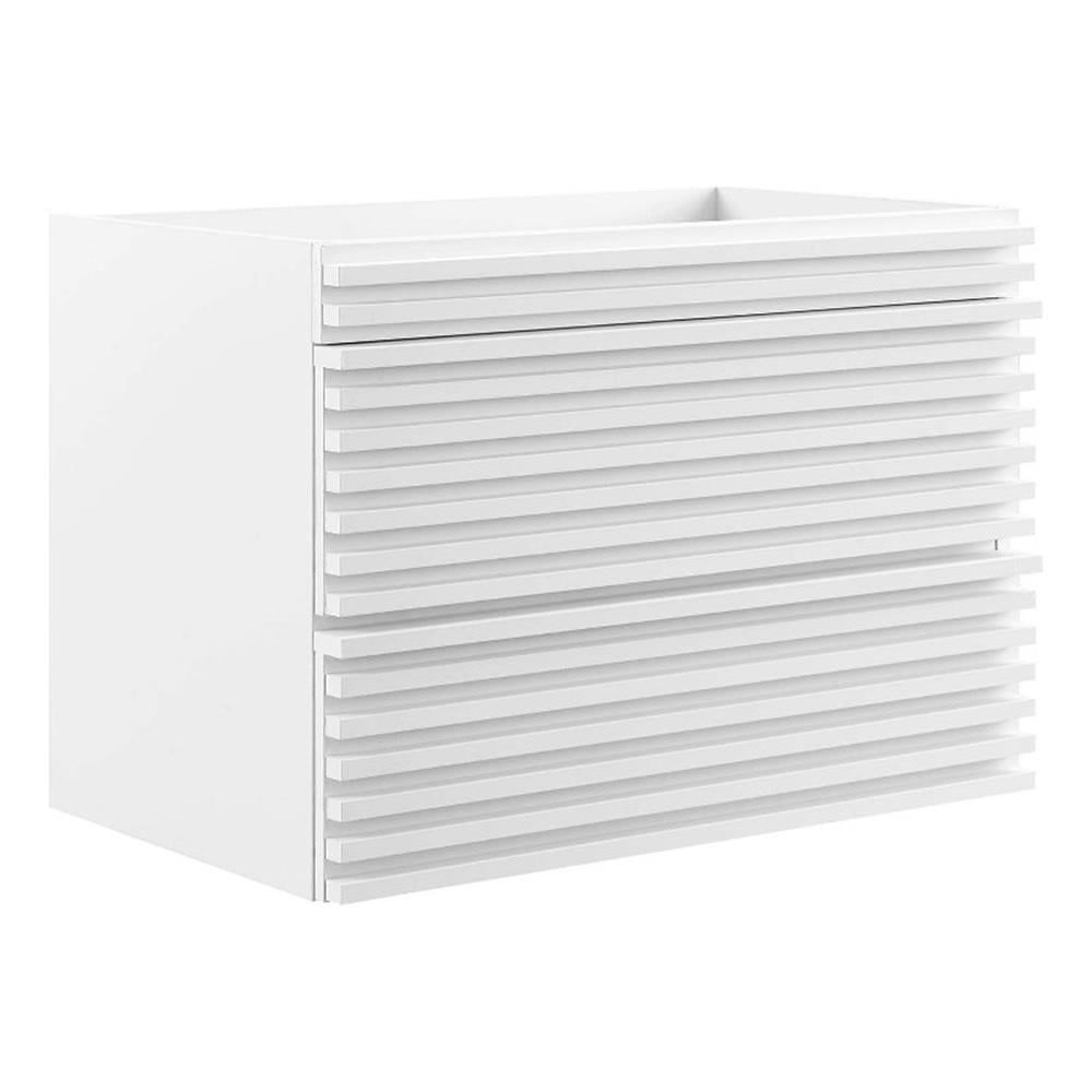 White MDF Wall-Mount Bathroom Vanity Cabinet with Full-Extension Drawers