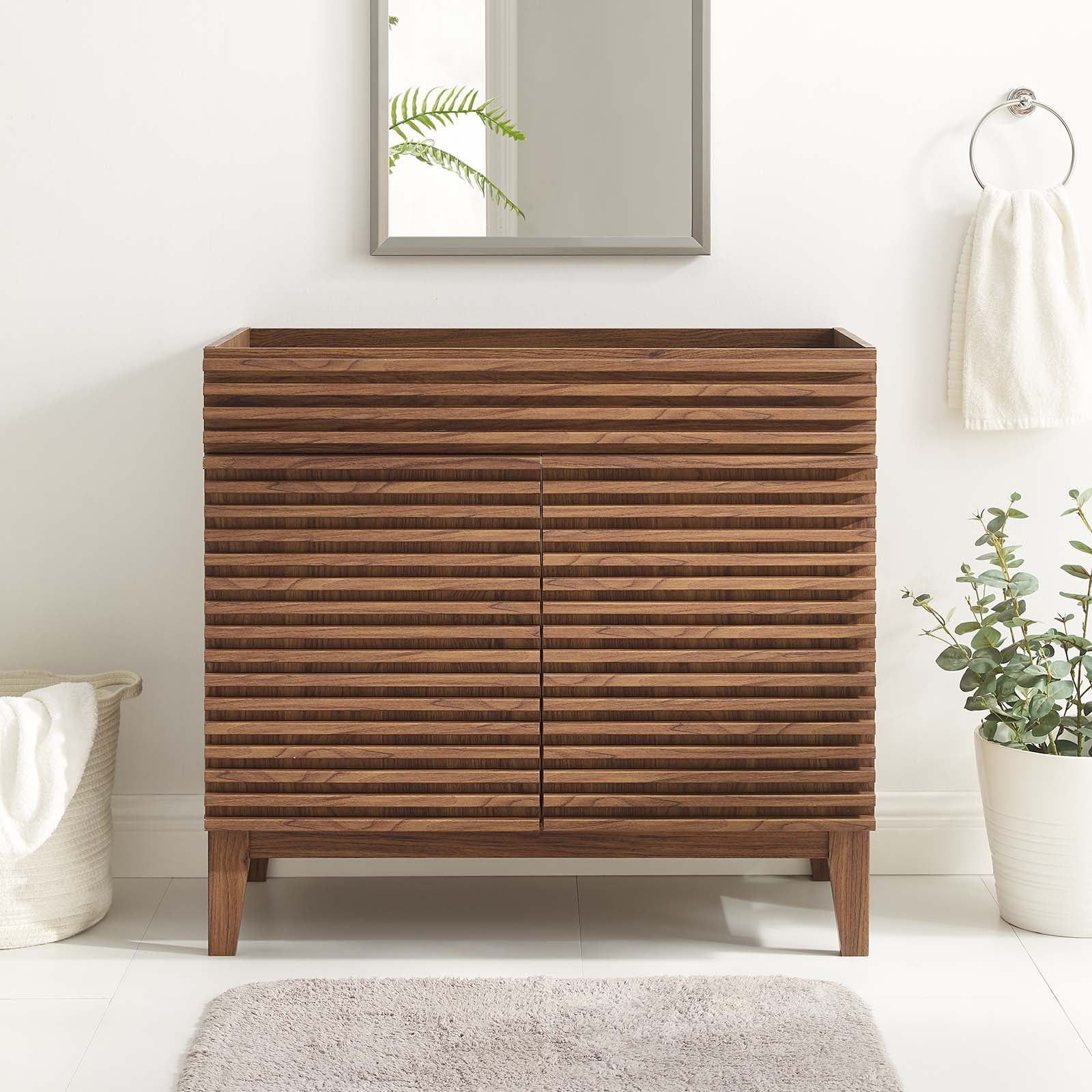 Render 36" Walnut Mid-Century Modern Bathroom Vanity