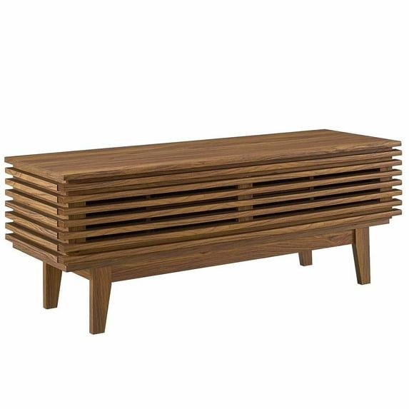 Walnut Mid-Century Modern TV Stand with Cabinet