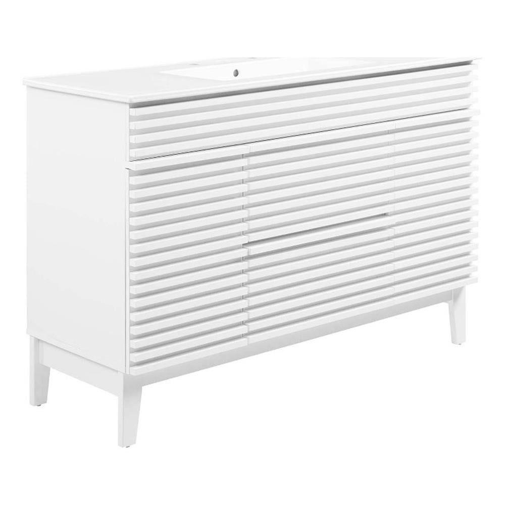 Render 48" White MDF and Ceramic Single Sink Bathroom Vanity