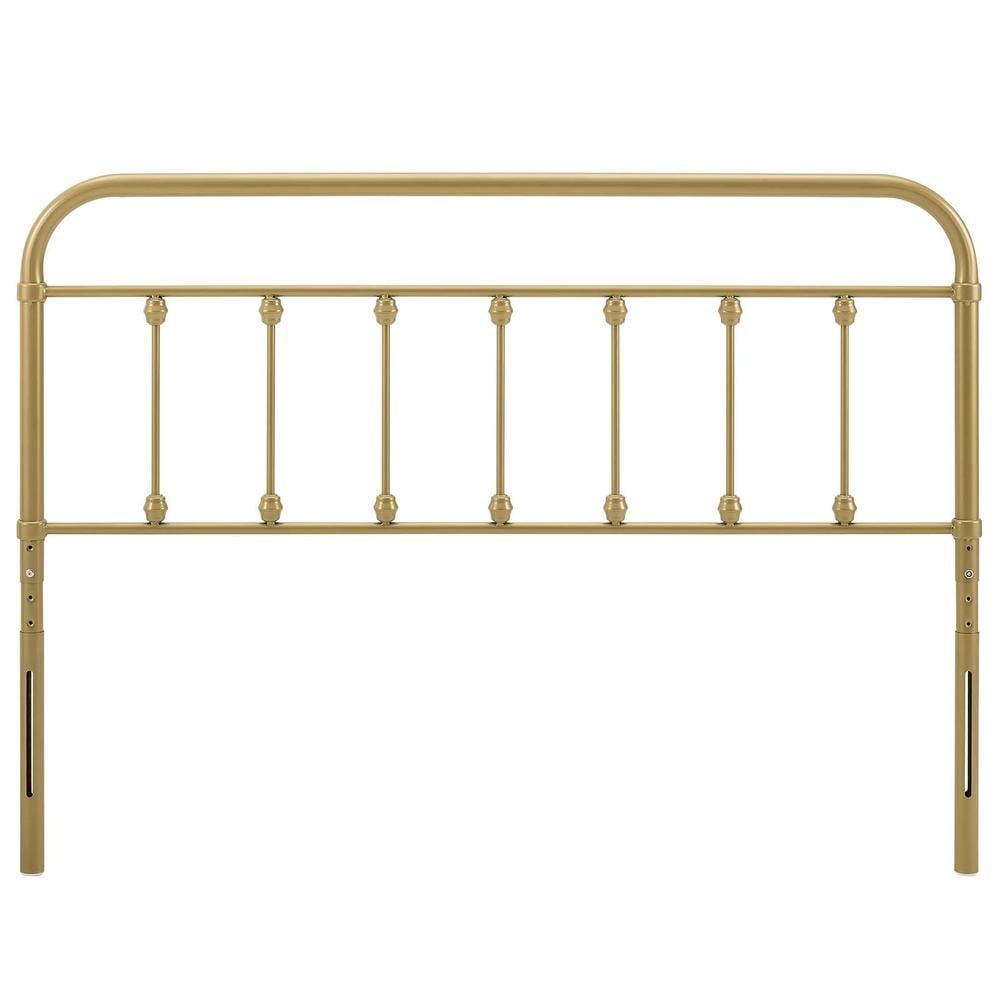 Gold Twin Adjustable Metal Headboard with Spindle Detail