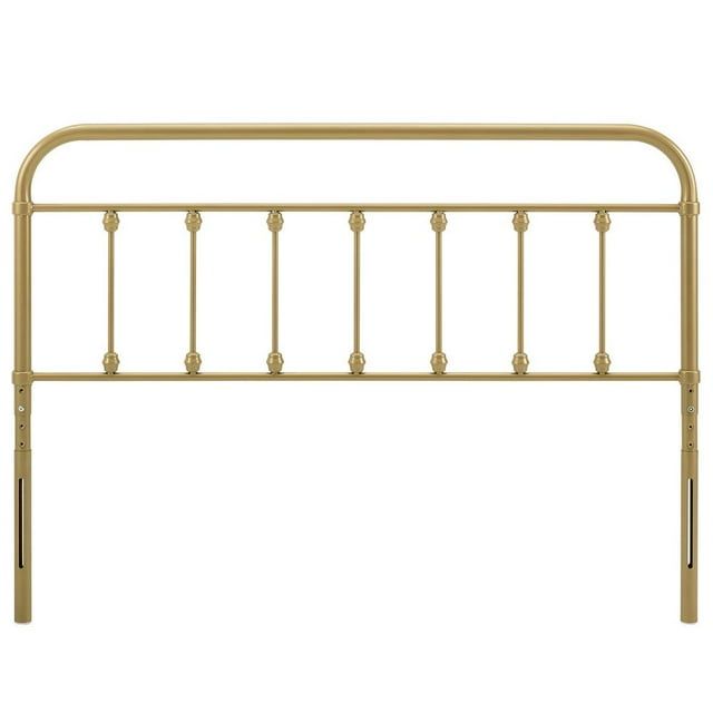Gold Twin Adjustable Metal Headboard with Spindle Detail