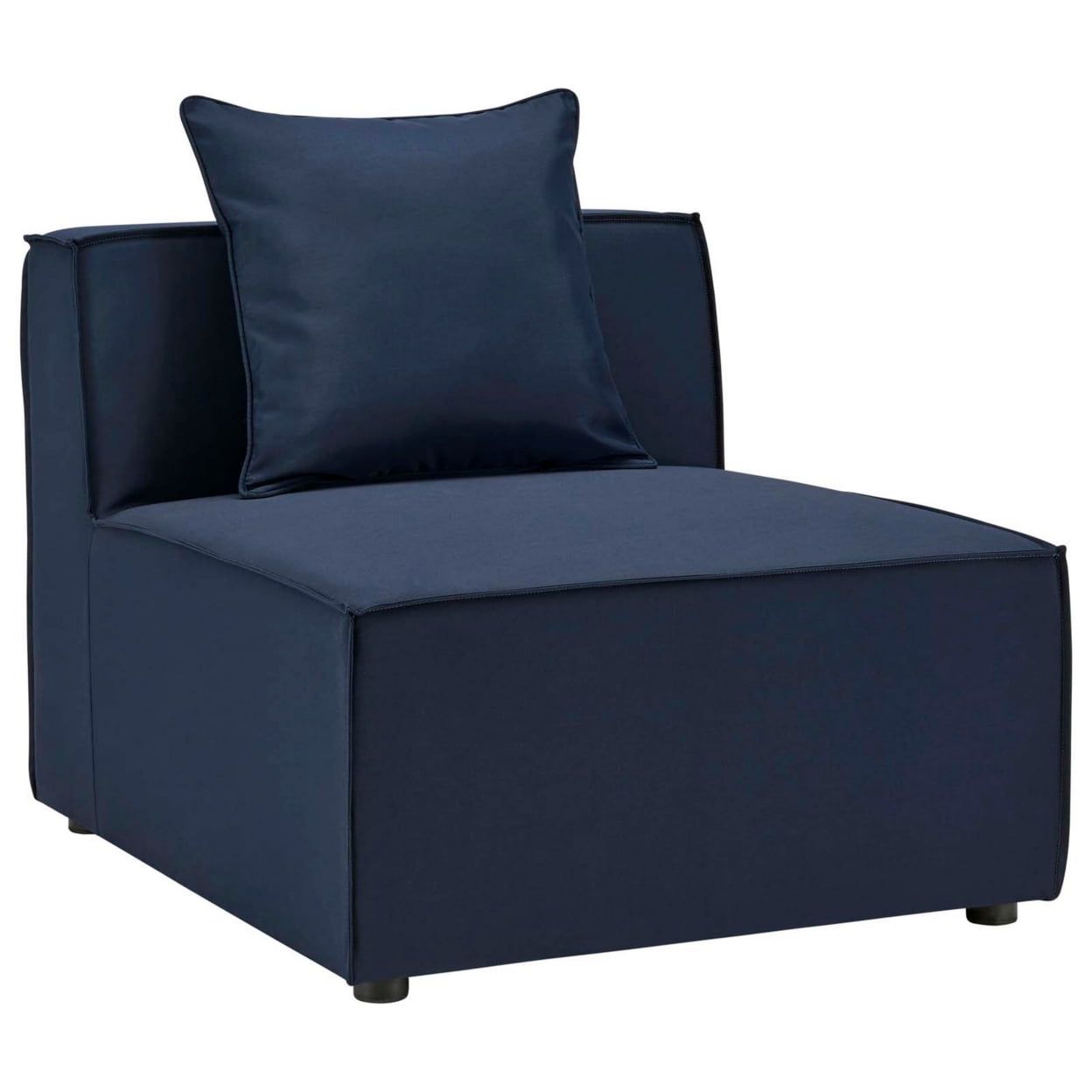 Navy Blue Fabric Upholstered Outdoor Armless Chair