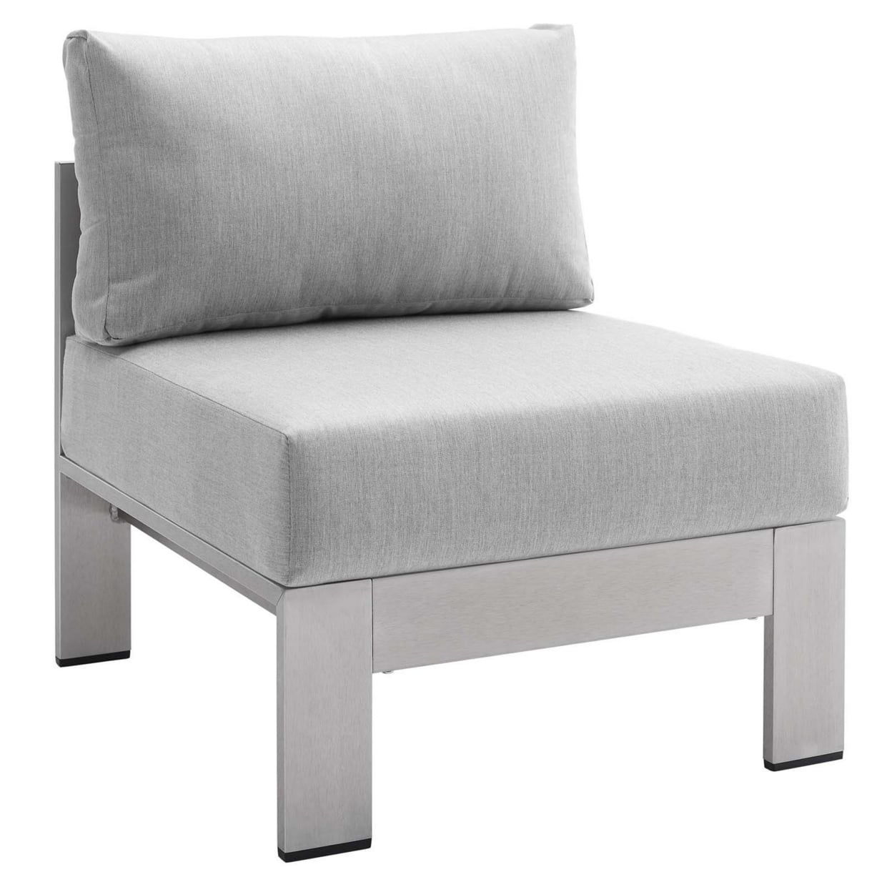 Gray Aluminum Outdoor Armless Slipper Chair