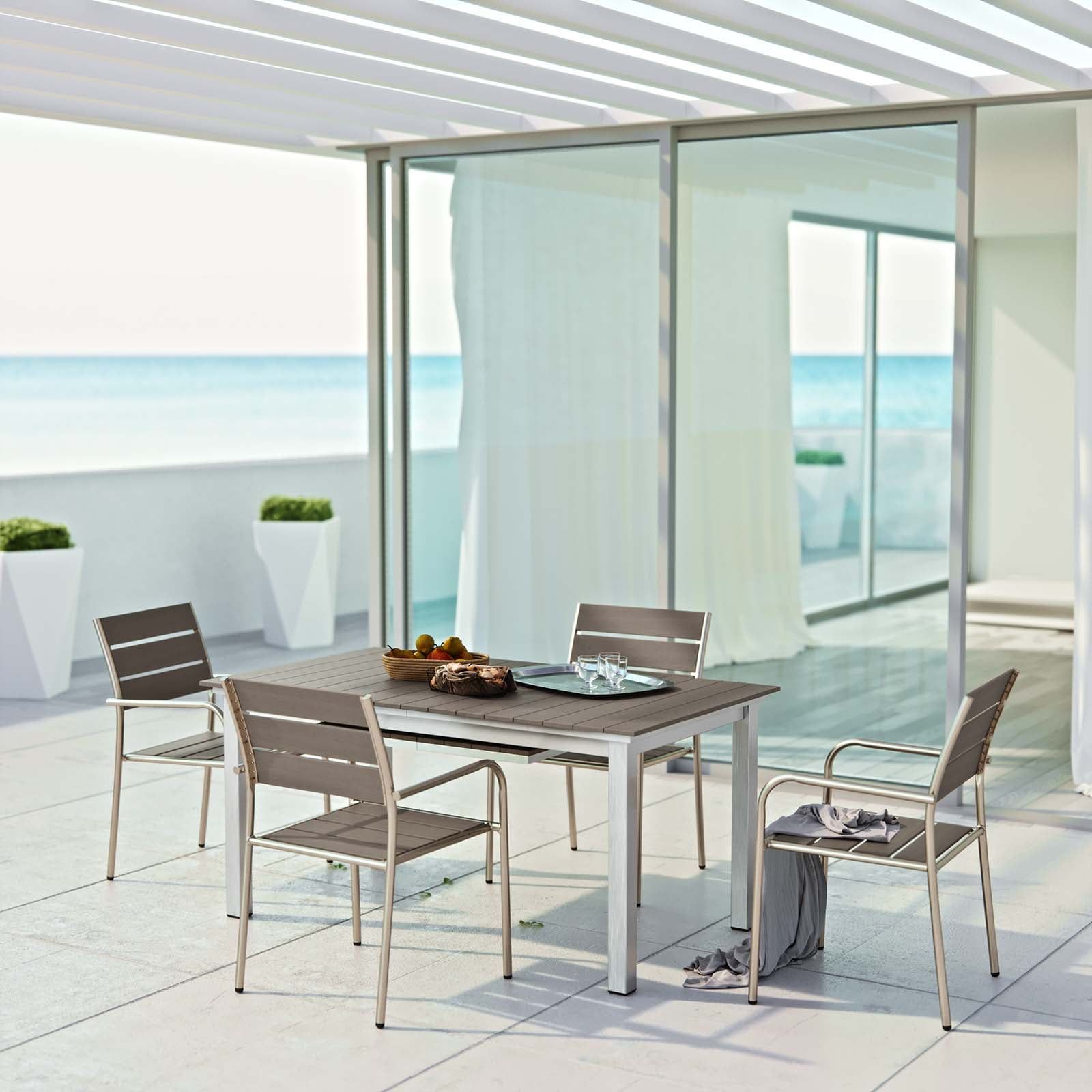 Shore 4-Person Silver Gray Aluminum Outdoor Dining Set