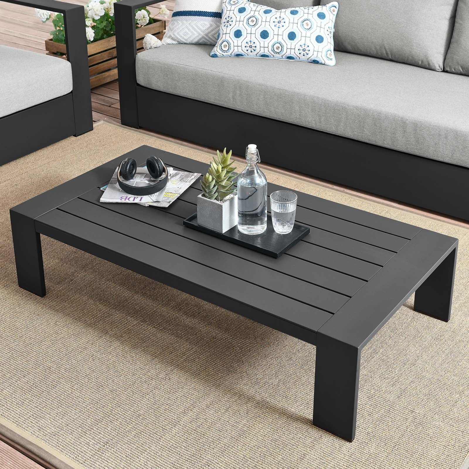 Tahoe Gray Powder-Coated Aluminum Outdoor Coffee Table