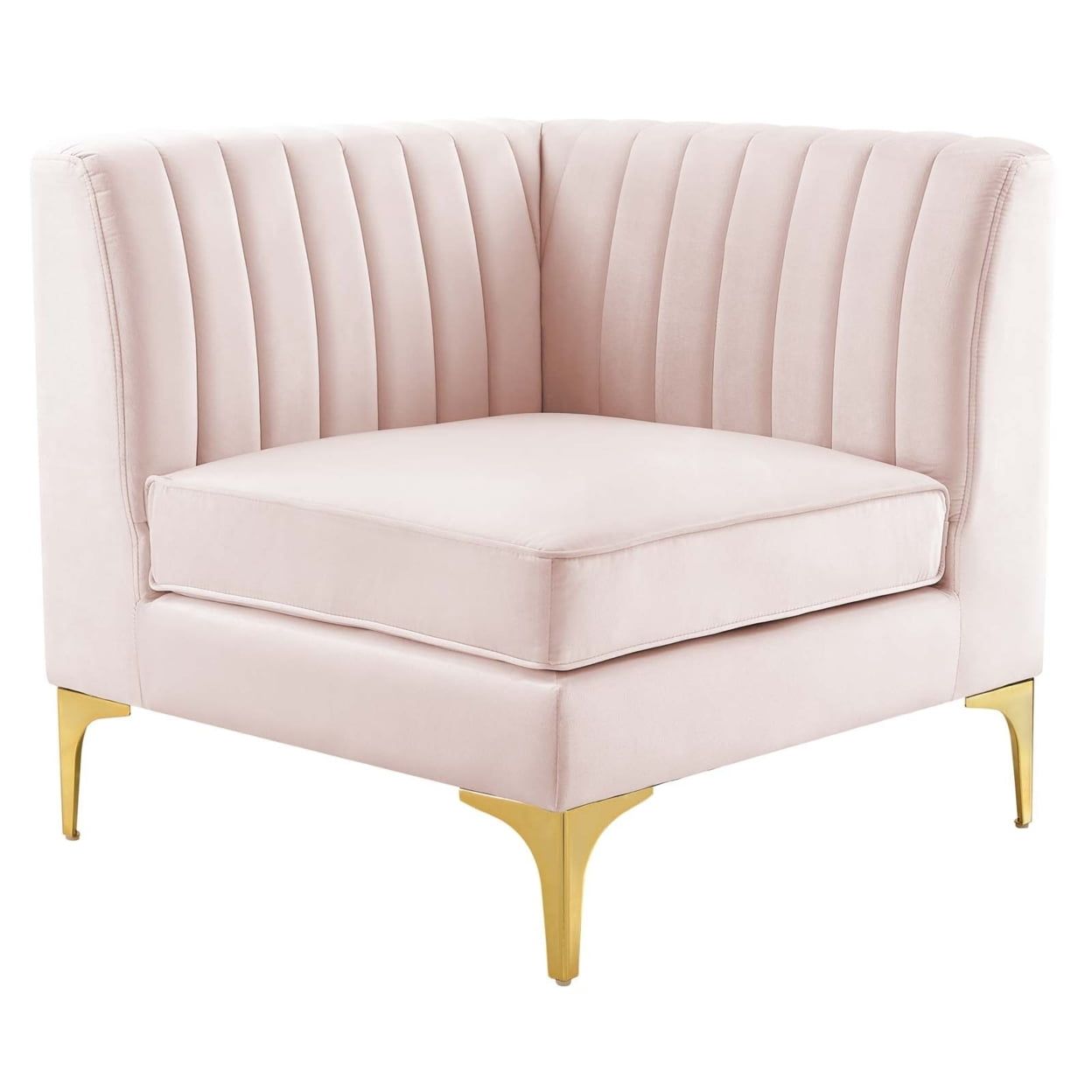 Triumph 32" Pink Velvet Channel Tufted Corner Chair