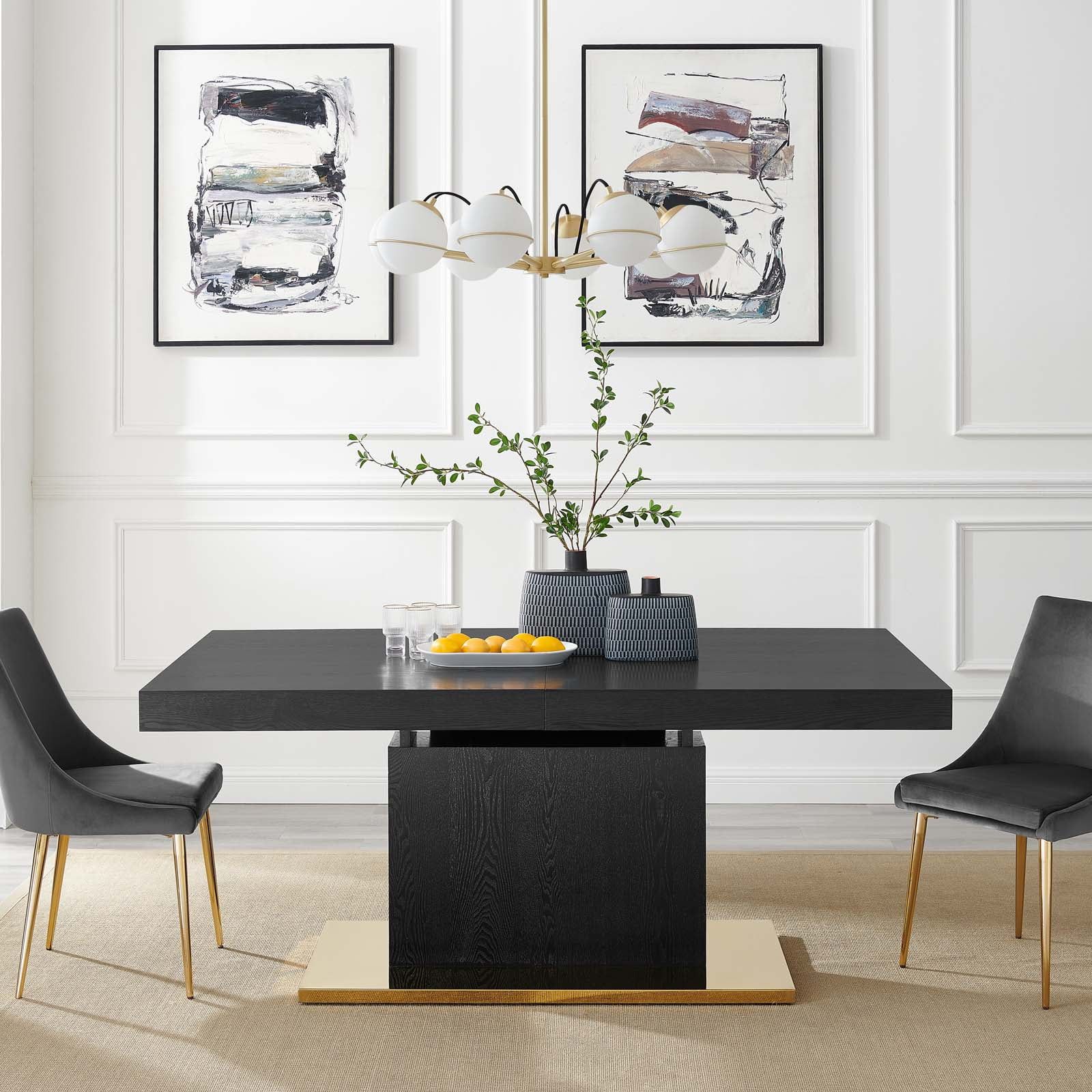 94.5" Black Gold Extendable Wood Dining Table