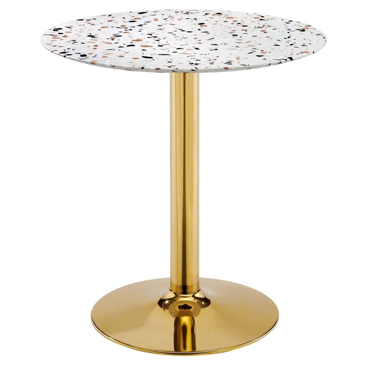 Verne 28" Round White Terrazzo and Gold Dining Table