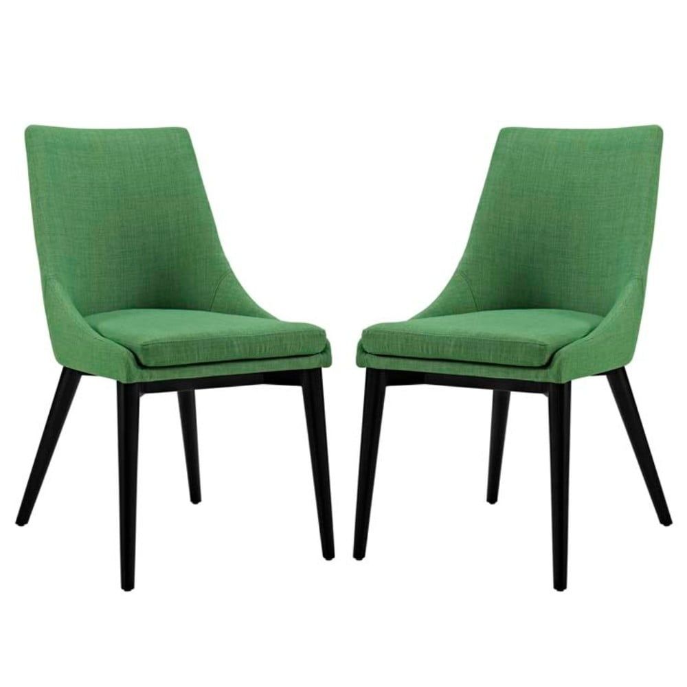 Kelly Green Upholstered Wood Dining Side Chair Set