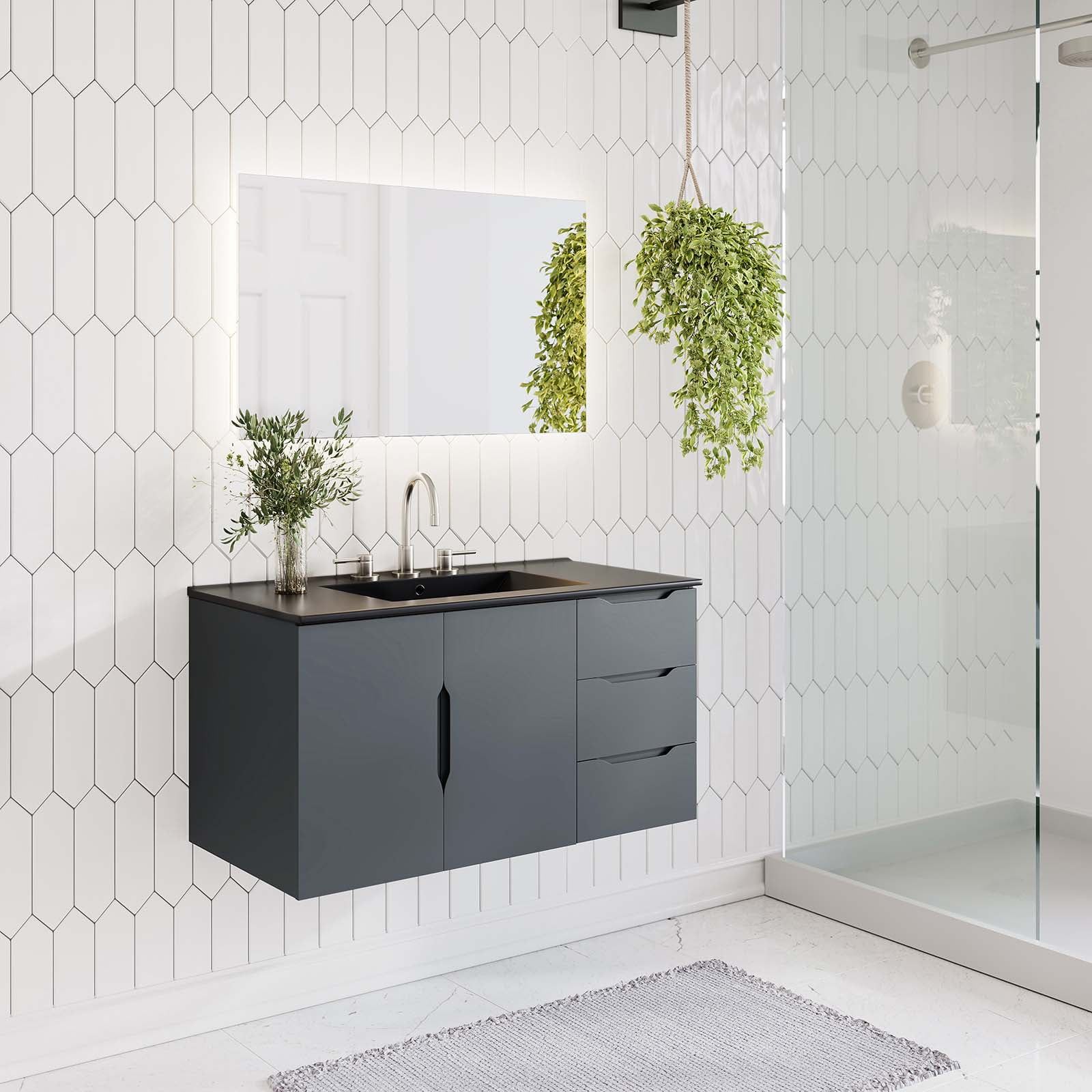 Vitality 36" Gray Wall-Mount Bathroom Vanity Cabinet with Ample Storage