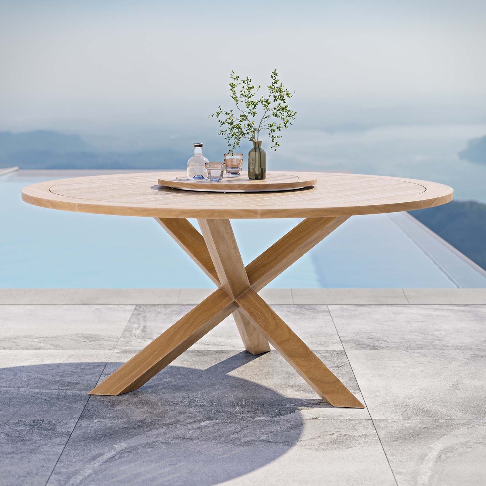 Wellspring 63" Natural Teak Wood Outdoor Dining Table