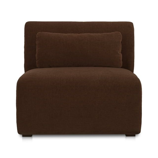 Amelia Brown Polyester Slipper Chair with Lumbar Cushion
