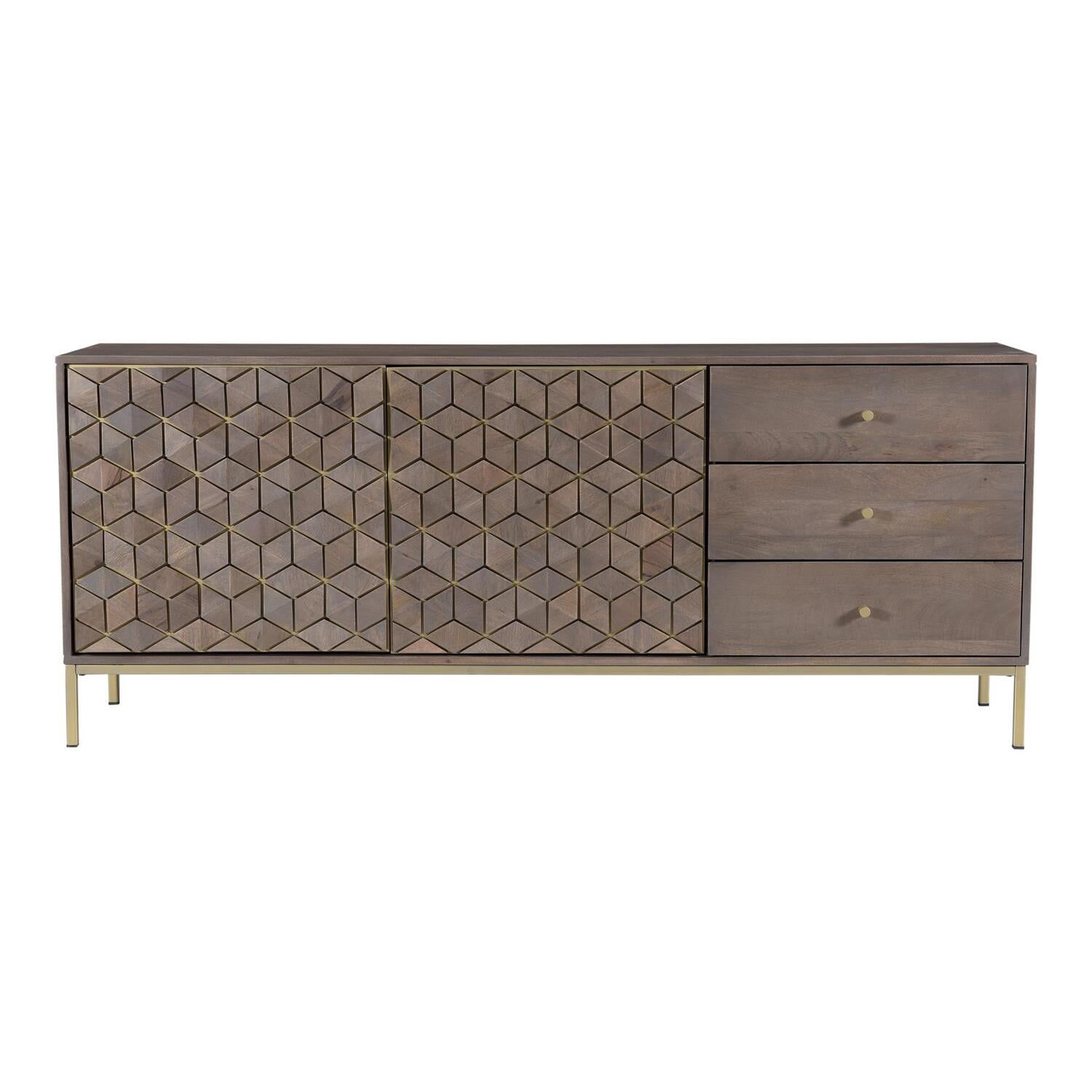 Corolla 71'' Brown and Gold Mango Wood Sideboard